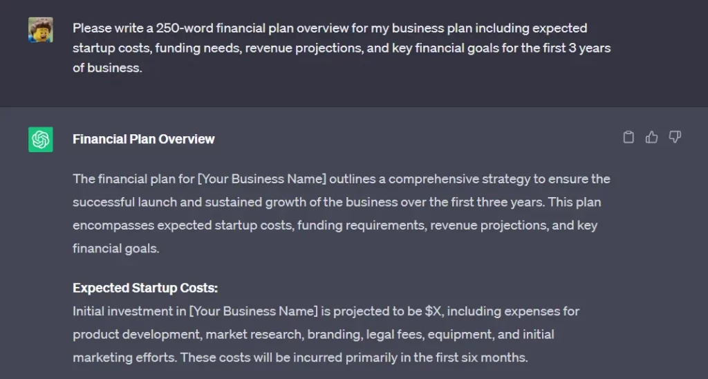 ChatGPT Business Plan Prompt Screenshot #9
